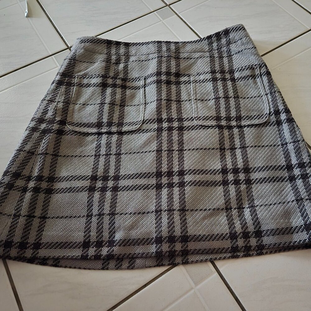 NWT J Crew Plaid Mini Skirt Gray Black 2